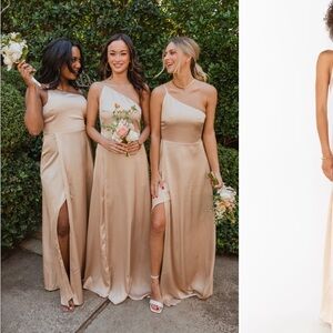 Show Me Your MuMu Gold One-Shoulder Slit Gown